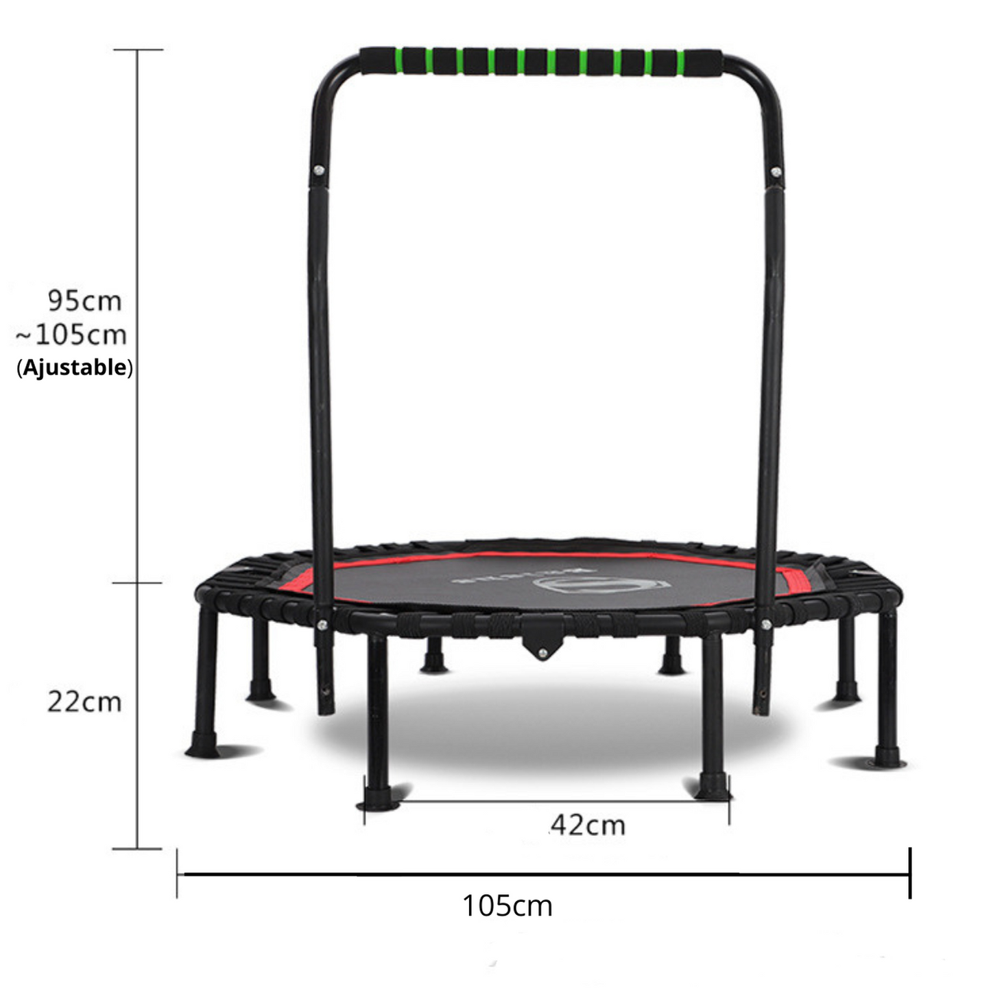 Trampolín Fitness Cama Elástica 105cm Con Barra Portátil