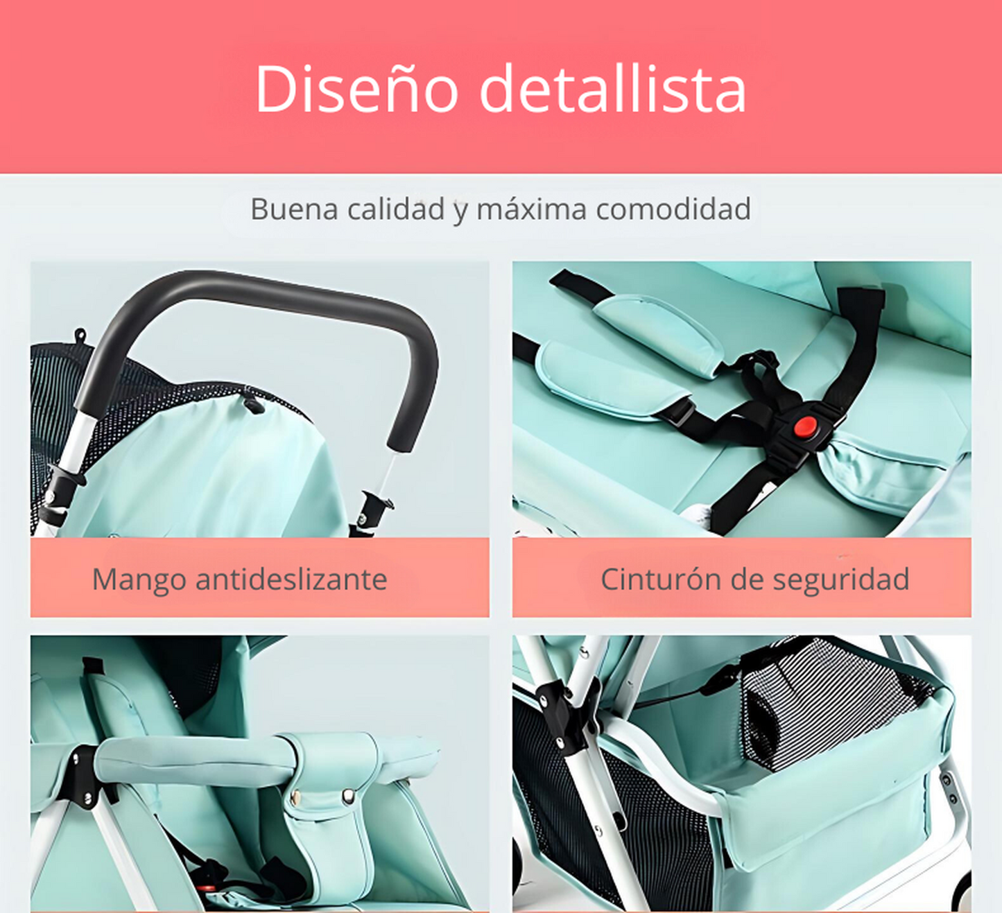 Coche De Paseo para Bebé Paraguas Plegable Reclinable y Liviano