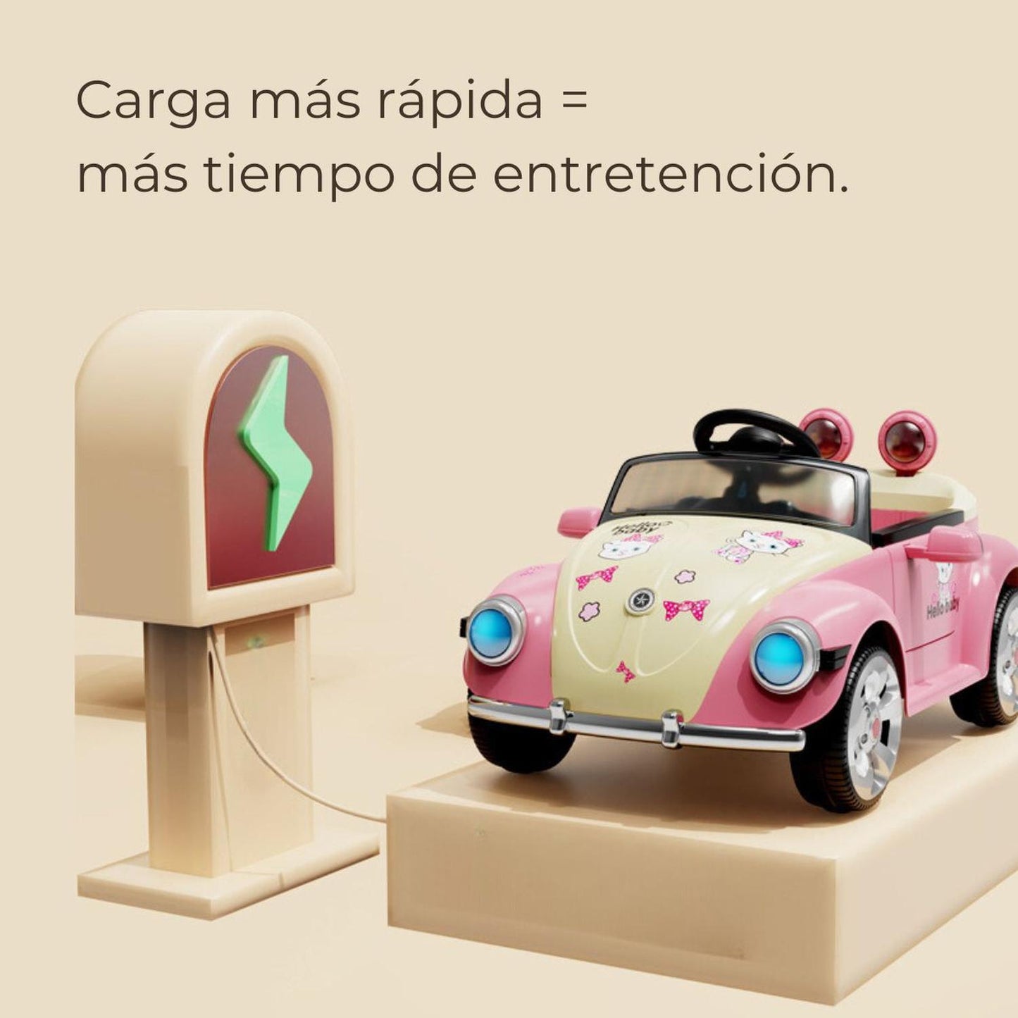 Auto a batería Beetle para Niños con música y luces