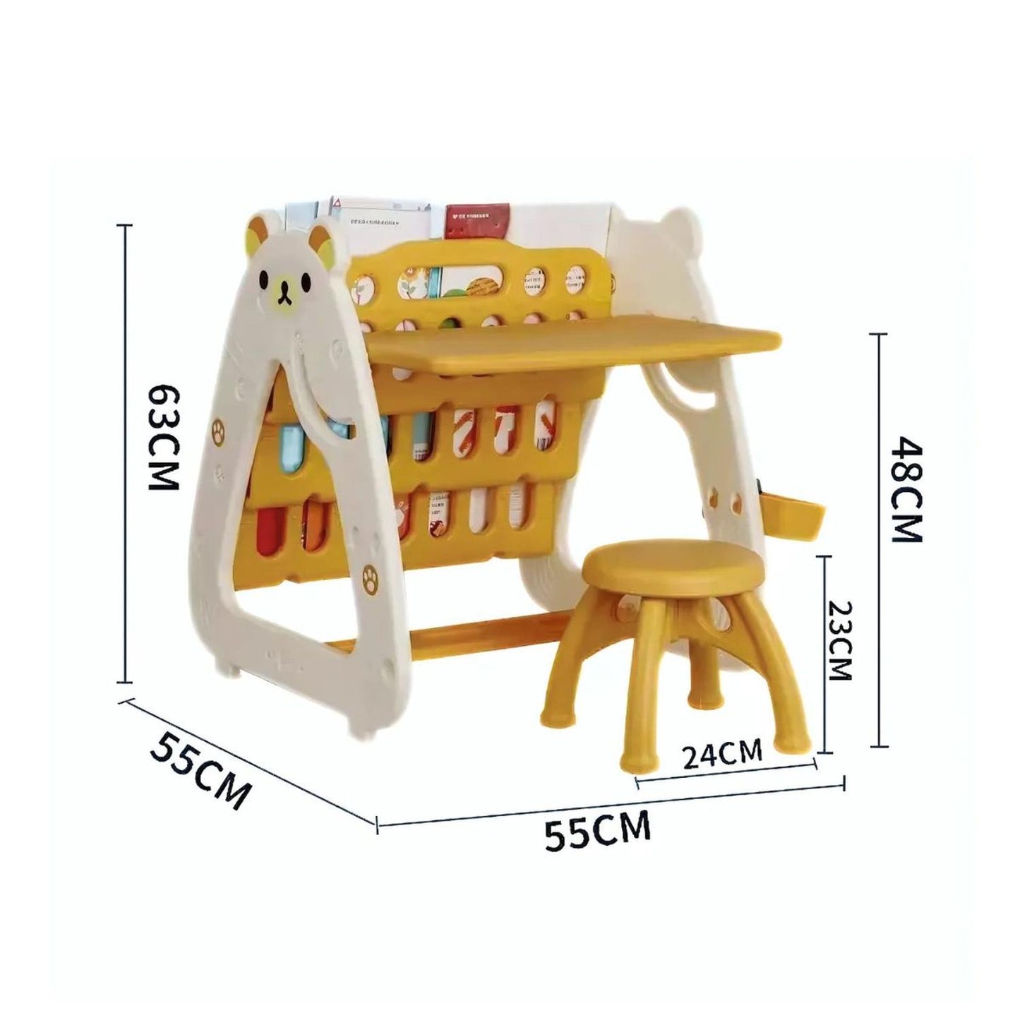 Set Mesa y Silla Bebé Niños con Estante y Pizarra 3 en 1