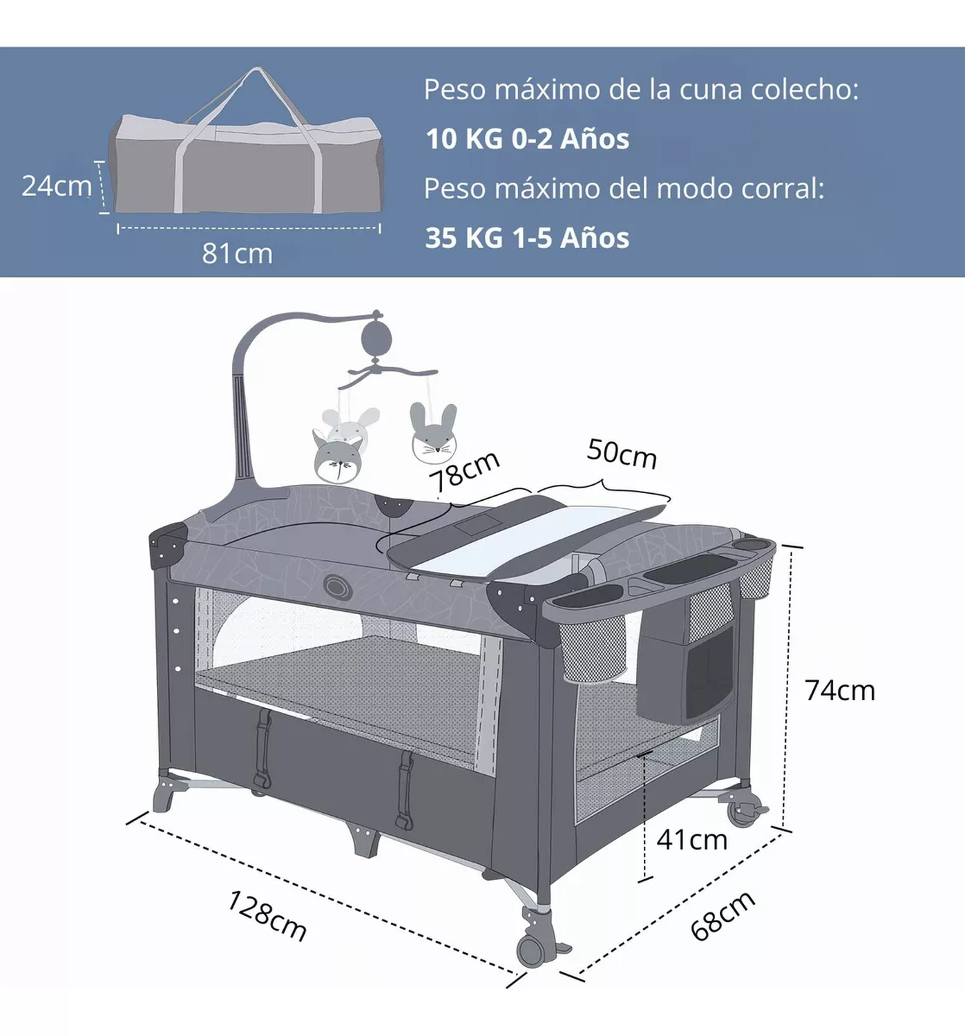 Cuna Colecho Corral Cambiador 5 En 1 Babybond