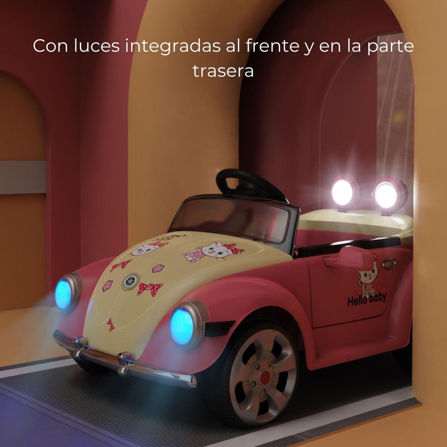 Auto a batería Beetle para Niños con música y luces