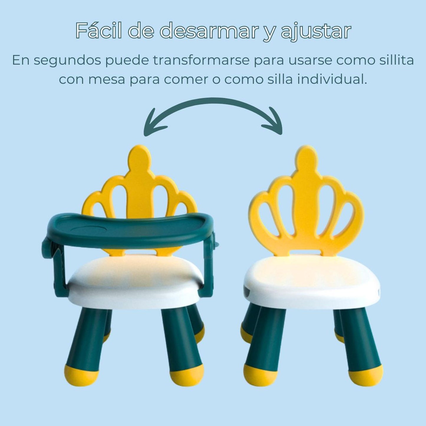 Mesa y Silla Infantil Bebés Niños Diseño Corona Rey Colores